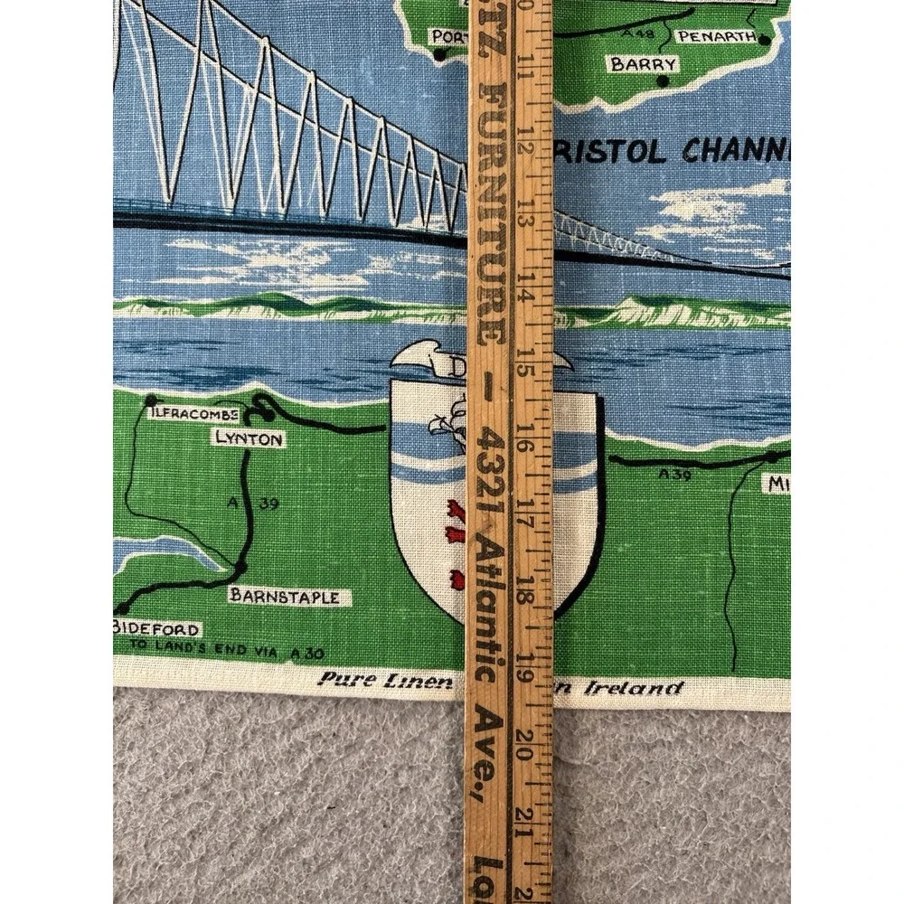 Vintage Old Bleach Severn Bridge Tea Towel Irish Linen Wales MCM